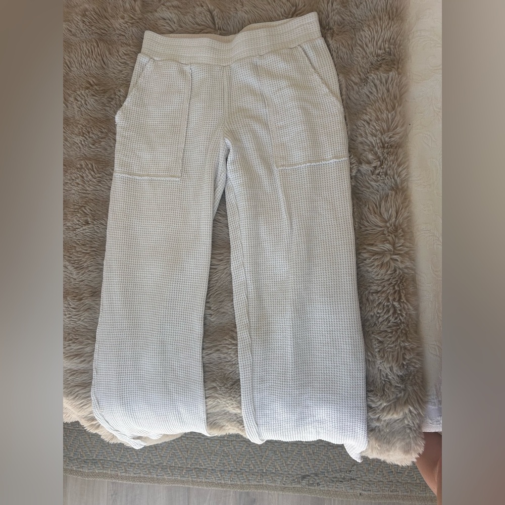 Zella Off-White: waffle wide leg pants